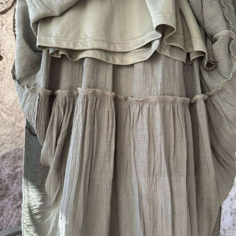 NWT Rebellion Sleeveless Tiered Maxi Dress - Olive Green - Boho - Picture 4 of 8